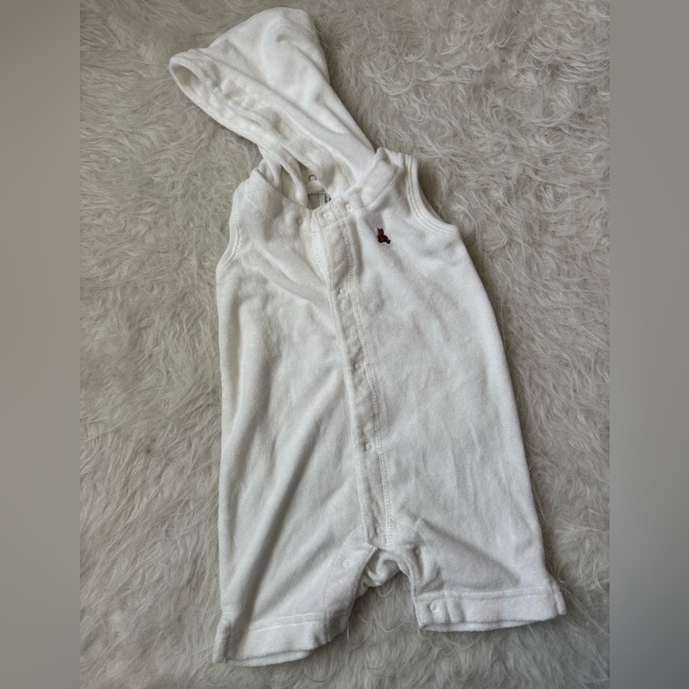 Baby GAP White Hooded Terry Swimsuit Coverup with Removable Hood